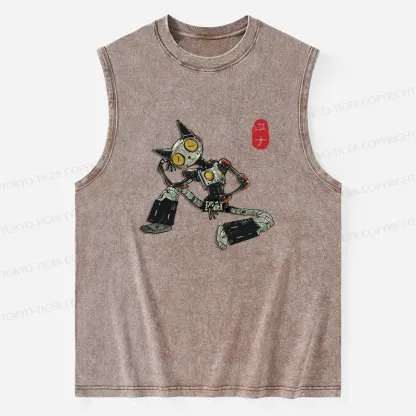 Tokyo-Tiger Contemplative Robot Cat Washed Tank
