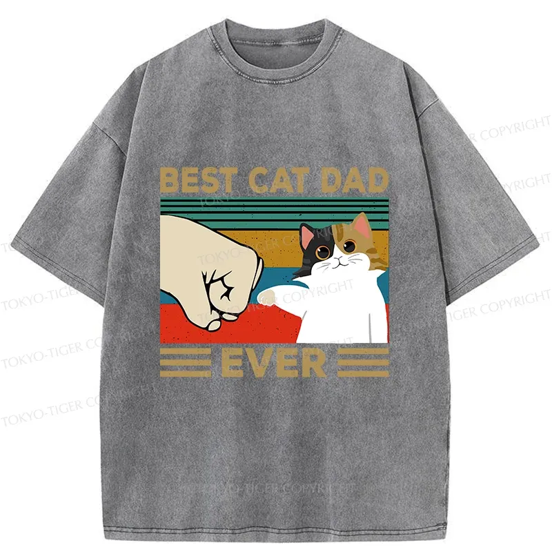 Tokyo-Tiger Cat Dad Funny Washed T-Shirt