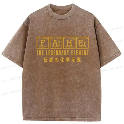 Tokyo-Tiger Funny Father Chemical Element Washed T-Shirt
