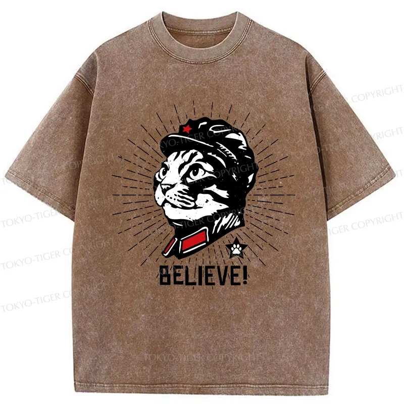 Tokyo-Tiger Trust Cat Chairman Washed T-Shirt