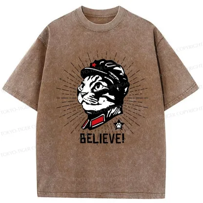 Tokyo-Tiger Trust Cat Chairman Washed T-Shirt