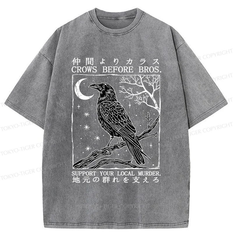 Tokyo-Tiger Funny Crow Washed T-Shirt