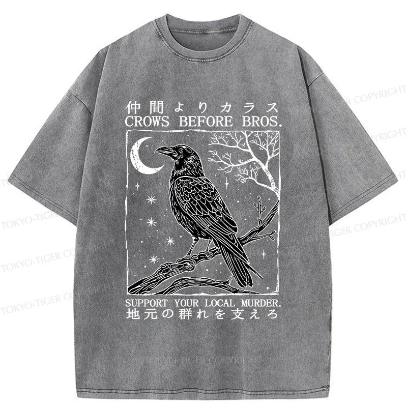 Tokyo-Tiger Funny Crow Washed T-Shirt