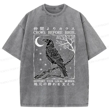 Tokyo-Tiger Funny Crow Washed T-Shirt