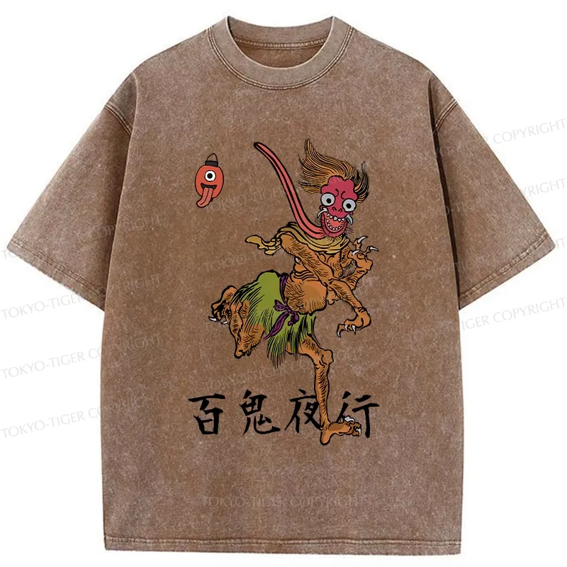 Tokyo-Tiger Night Parade of One Hundred Demons Washed T-Shirt