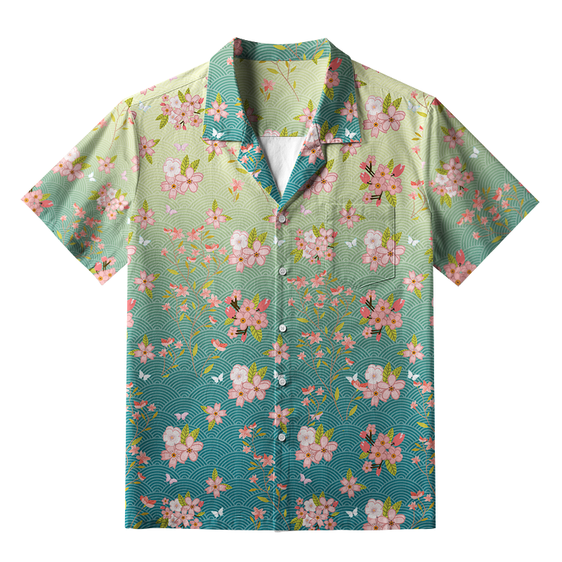 Tokyo-Tiger Sakura Blossom Waves Aloha Hawaiian Shirt