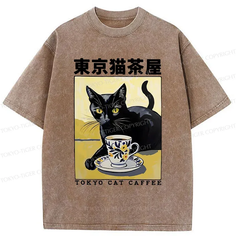 Tokyo-Tiger Japanese Cat Cafe Washed T-Shirt