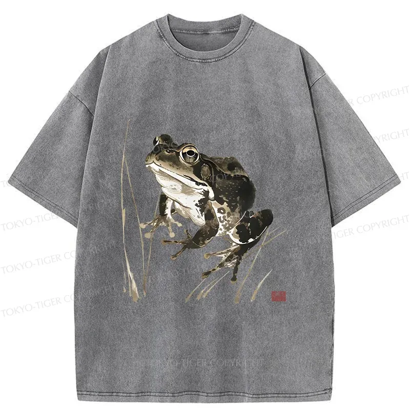 Tokyo-Tiger Japanese Retro Field Frog Washed T-Shirt