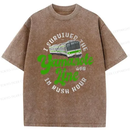 Tokyo-Tiger Funny Yamanote Line Washed T-Shirt