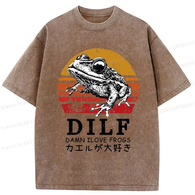 Tokyo-Tiger Funny Frog Lover Washed T-Shirt