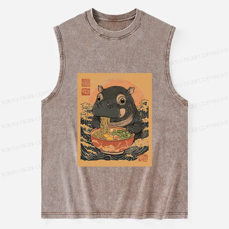 Tokyo-Tiger Moo Deng Eat Ramen Washed Tank