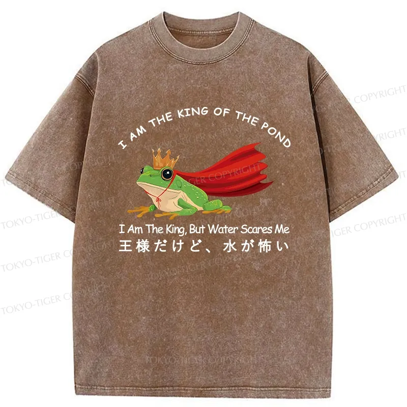 Tokyo-Tiger Frog King Afraid Of Water Washed T-Shirt
