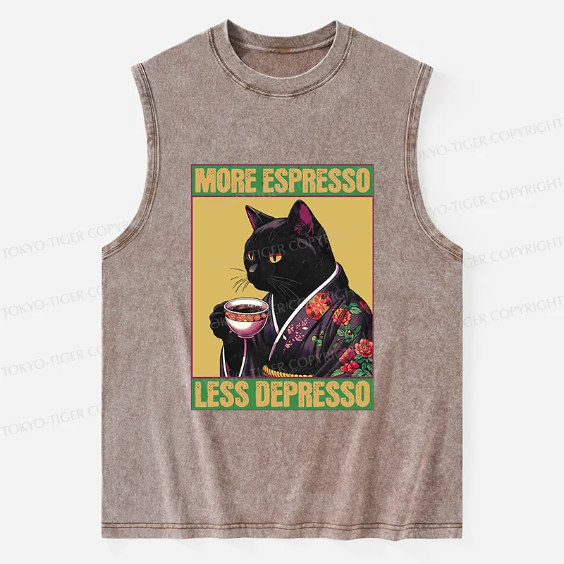 Tokyo-Tiger Up Caffeine Down Depression Washed Tank