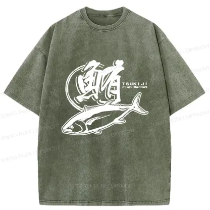 Tokyo-Tiger Tuna Market Washed T-Shirt