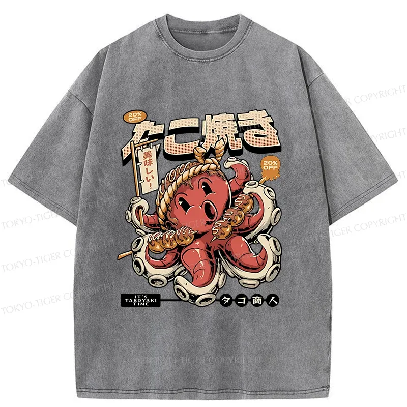 Tokyo-Tiger Delicious Octopus Balls Washed T-Shirt