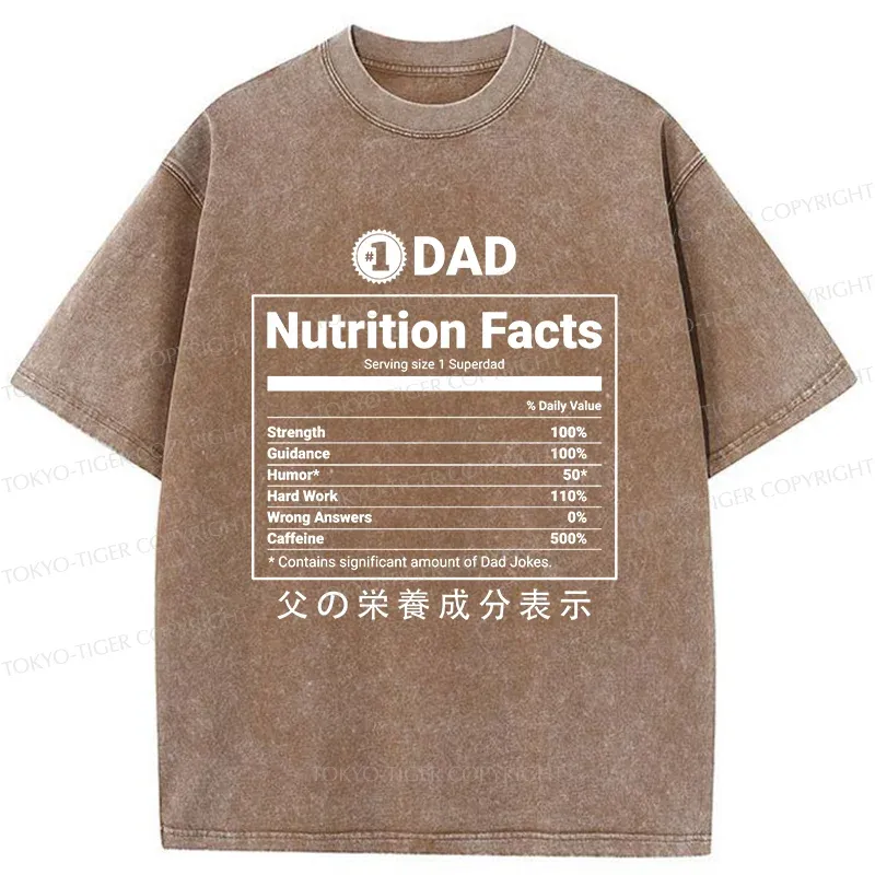 Tokyo-Tiger Father Nutrition Facts Washed T-Shirt