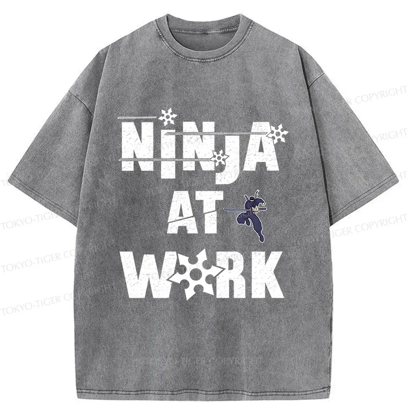 Tokyo-Tiger Funny Ninja Washed T-Shirt
