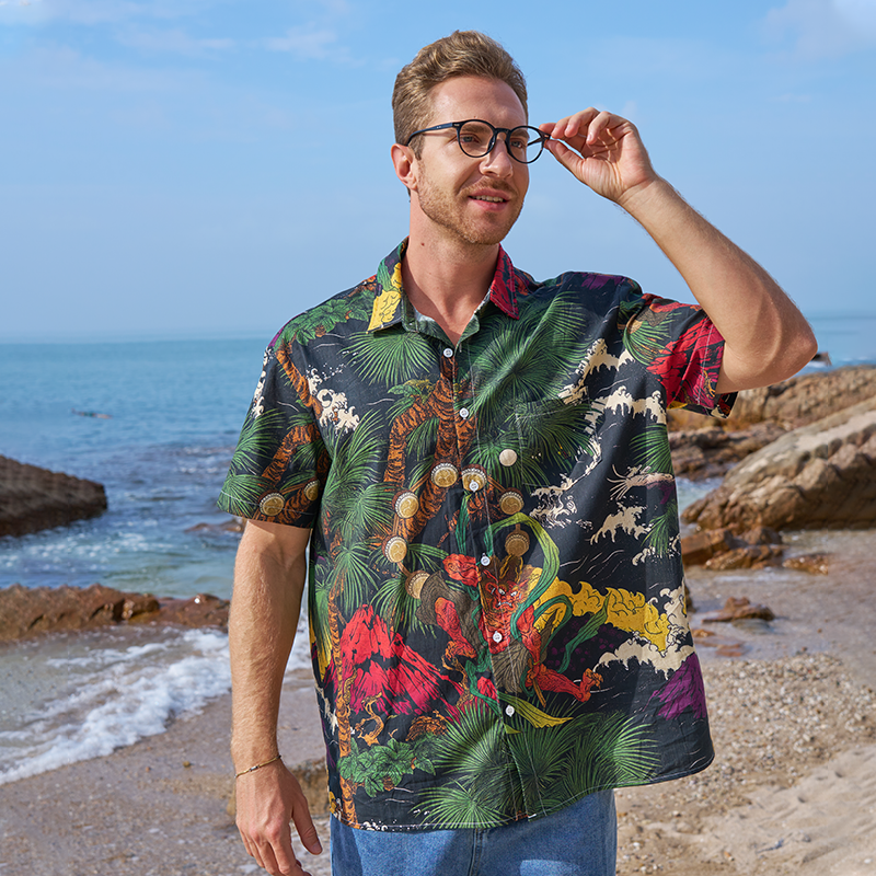 Tokyo-Tiger Japanese Yokai Button-up Shirt