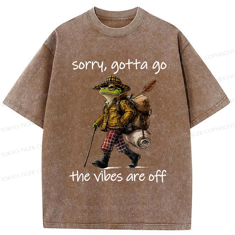 Tokyo-Tiger Funny Frog Walks Away Washed T-Shirt