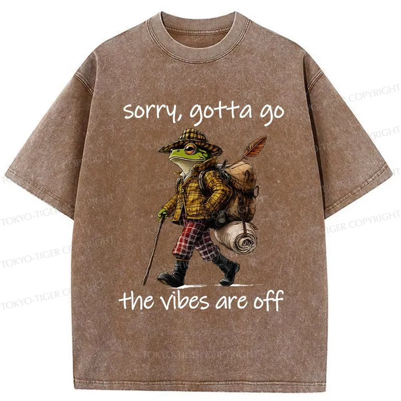 Tokyo-Tiger Funny Frog Walks Away Washed T-Shirt