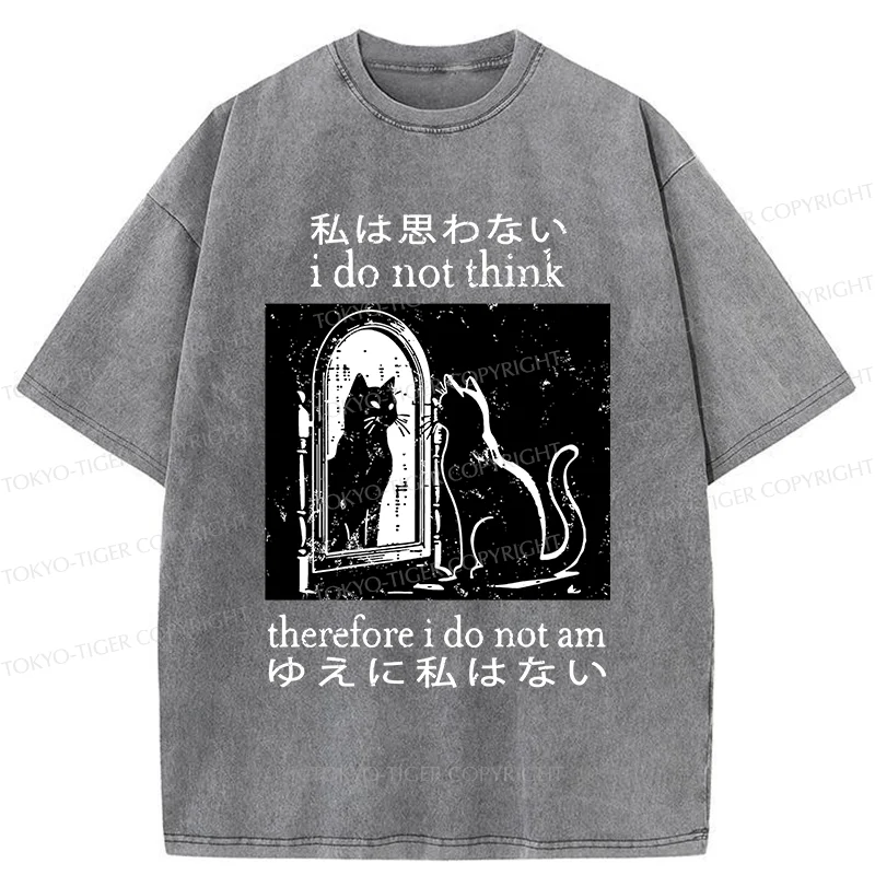 Tokyo-Tiger Thinking Black Cat Washed T-Shirt