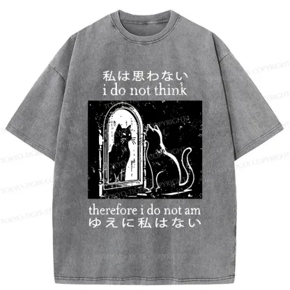 Tokyo-Tiger Thinking Black Cat Washed T-Shirt