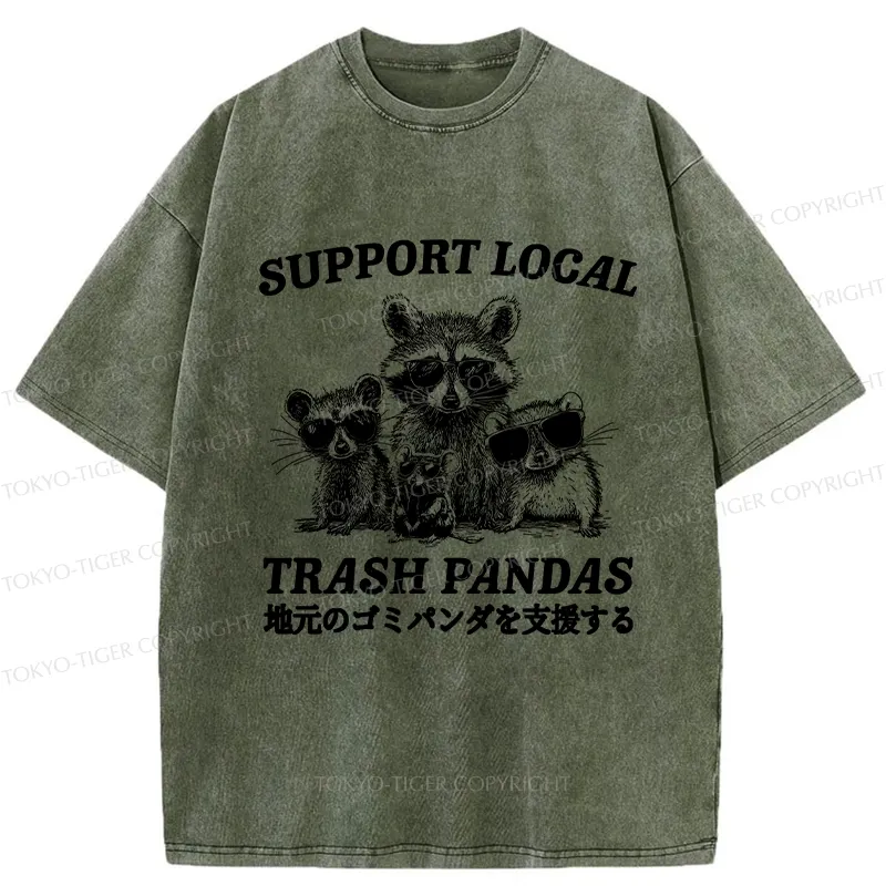 Tokyo-Tiger Trash Pandas Funny Washed T-Shirt
