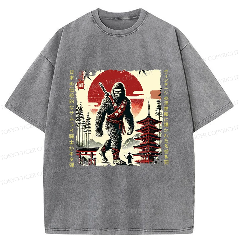 Tokyo-Tiger Retro Japanese Bigfoot Washed T-Shirt