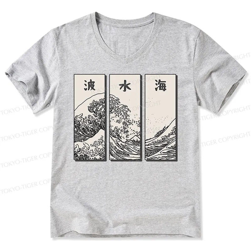 Tokyo-Tiger Japanese Art Wave V-Neck Classic T-Shirt