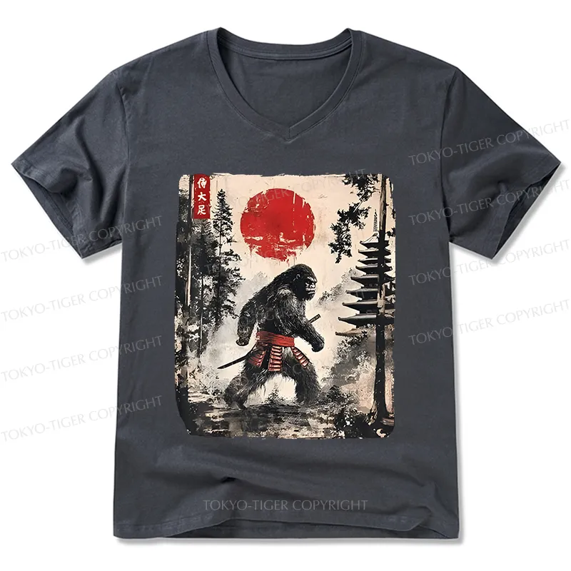 Tokyo-Tiger Japanese Samurai Bigfoot V-Neck Classic T-Shirt