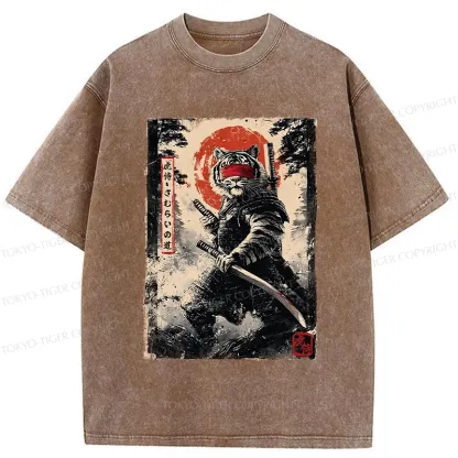 Tokyo-Tiger Retro Tiger Samurai Washed T-Shirt