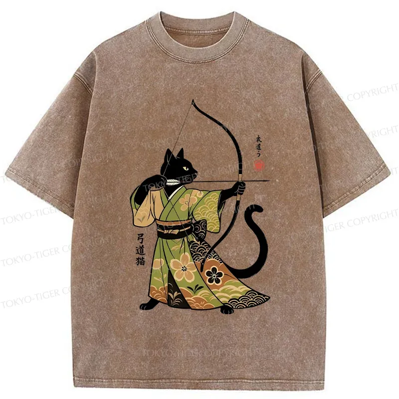 Tokyo-Tiger Japan Cat Archery Washed T-Shirt