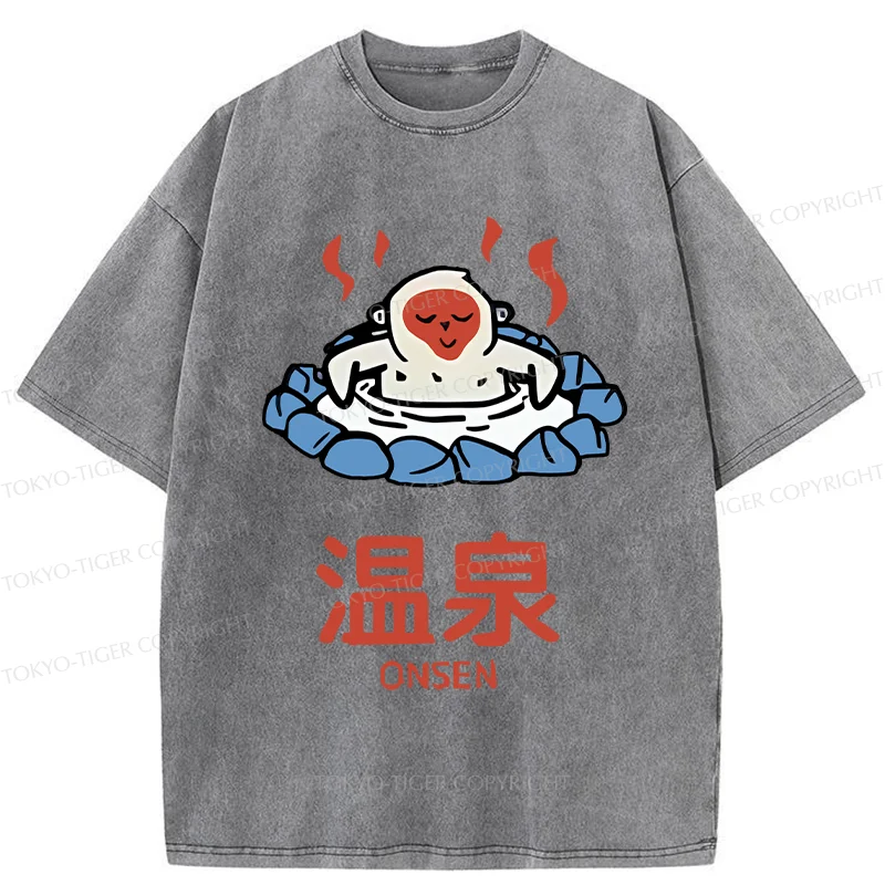 Tokyo-Tiger Hot Spring Japanese Monkey Washed T-Shirt