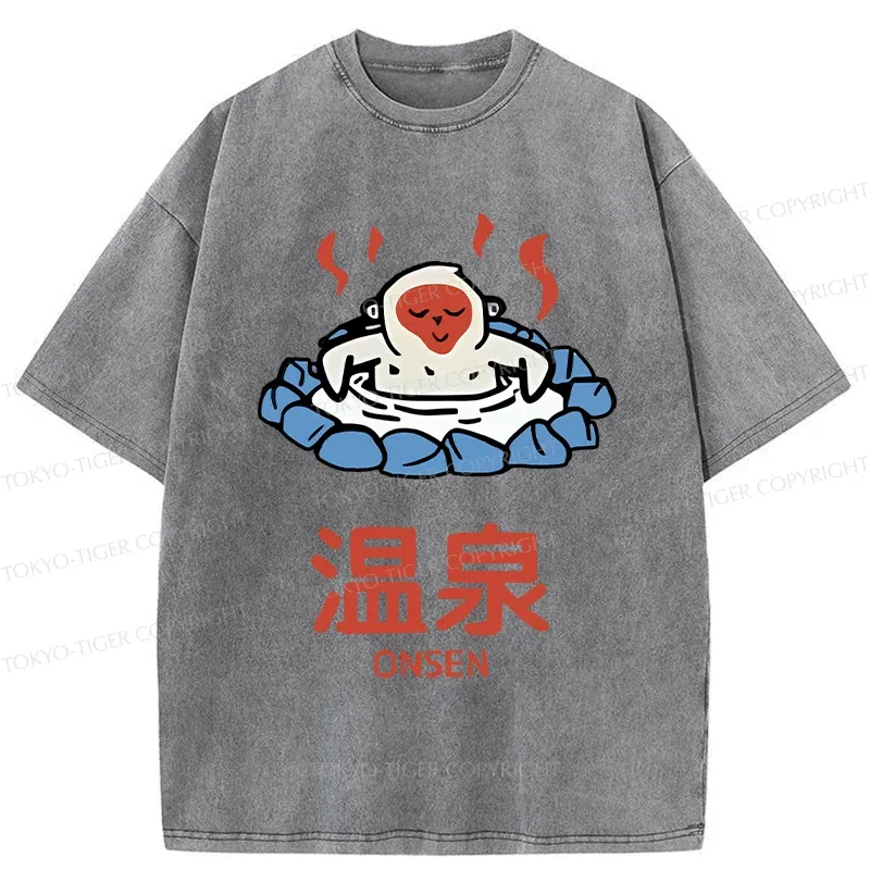 Tokyo-Tiger Hot Spring Japanese Monkey Washed T-Shirt