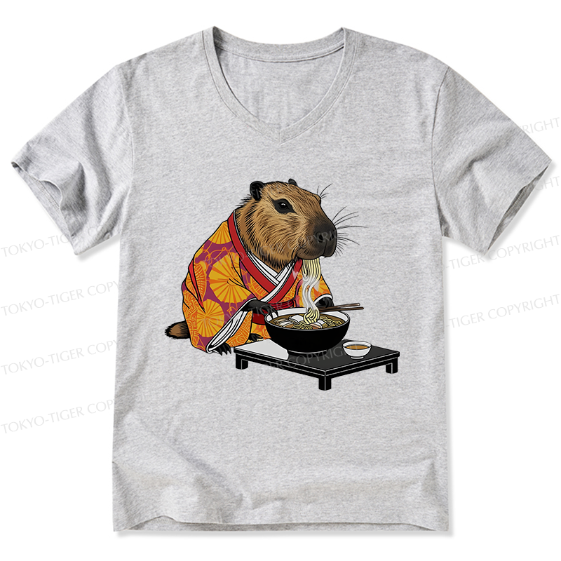 Tokyo-Tiger Cute Capybara Eating Ramen V-Neck Classic T-Shirt