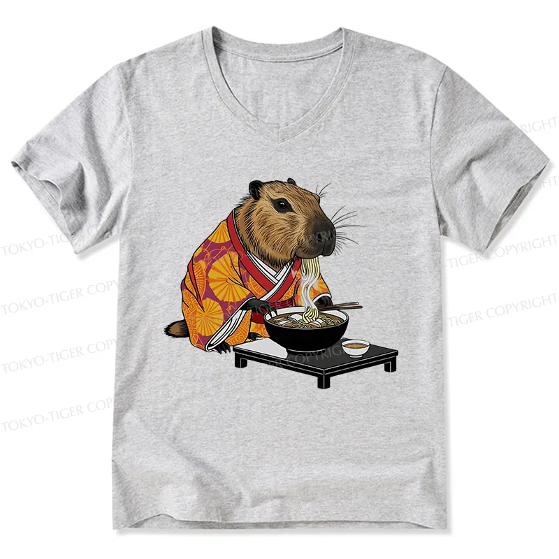 Tokyo-Tiger Cute Capybara Eating Ramen V-Neck Classic T-Shirt