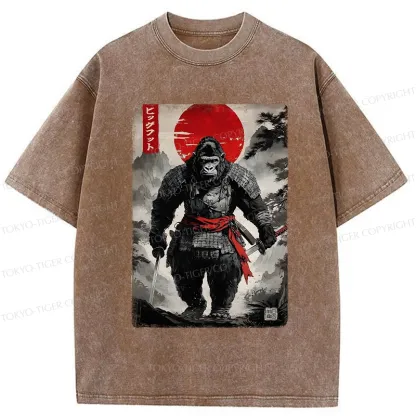 Tokyo-Tiger Retro Bigfoot Samurai Washed T-Shirt