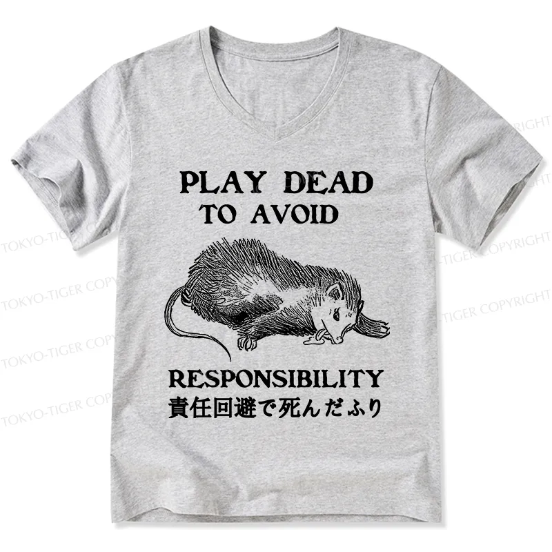 Tokyo-Tiger Play Dead To Avoid Responsibility V-Neck Classic T-Shirt