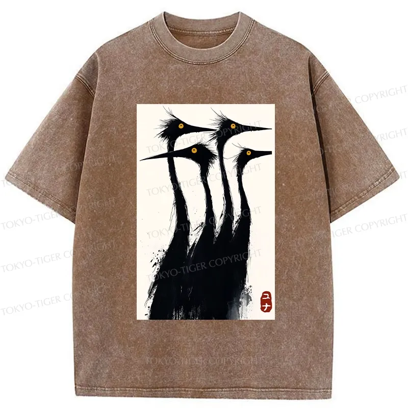 Tokyo-Tiger Vintage Japanese Crane Washed T-Shirt