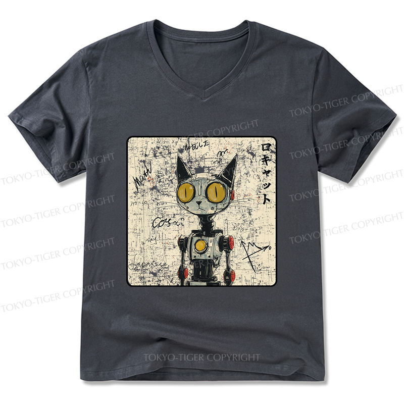 Tokyo-Tiger Robot Cat V-Neck Classic T-Shirt