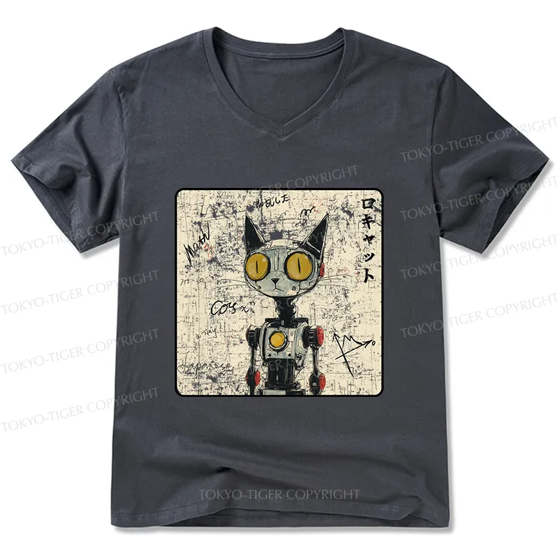 Tokyo-Tiger Robot Cat V-Neck Classic T-Shirt