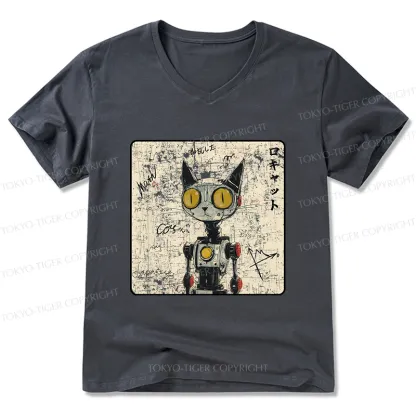 Tokyo-Tiger Robot Cat V-Neck Classic T-Shirt