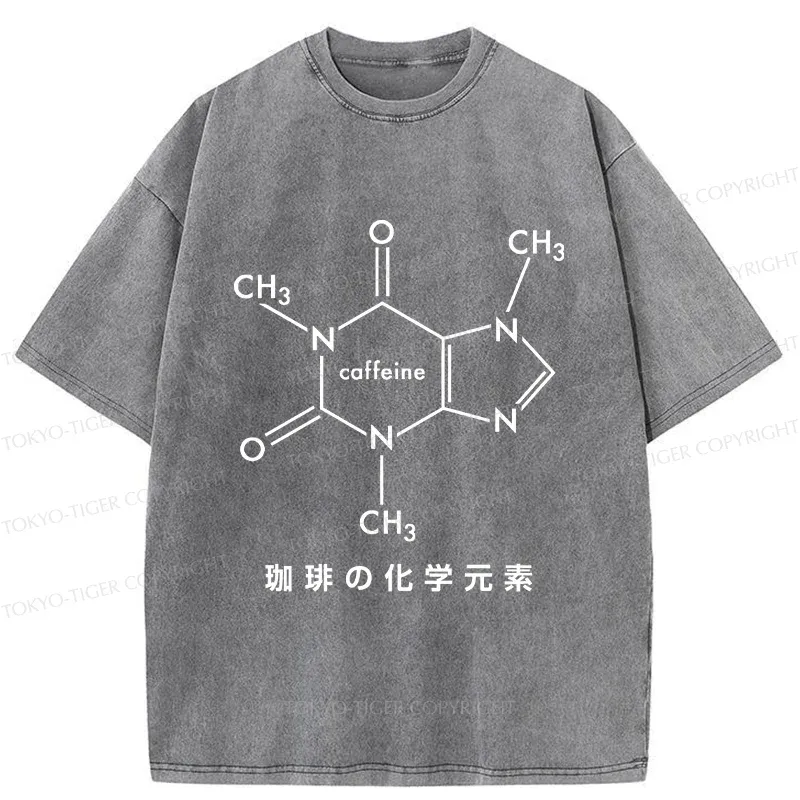 Tokyo-Tiger Chemical Elements Of Coffee Washed T-Shirt