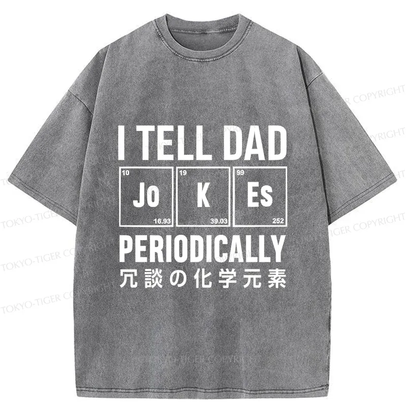 Tokyo-Tiger Tell Dad Jokes Washed T-Shirt