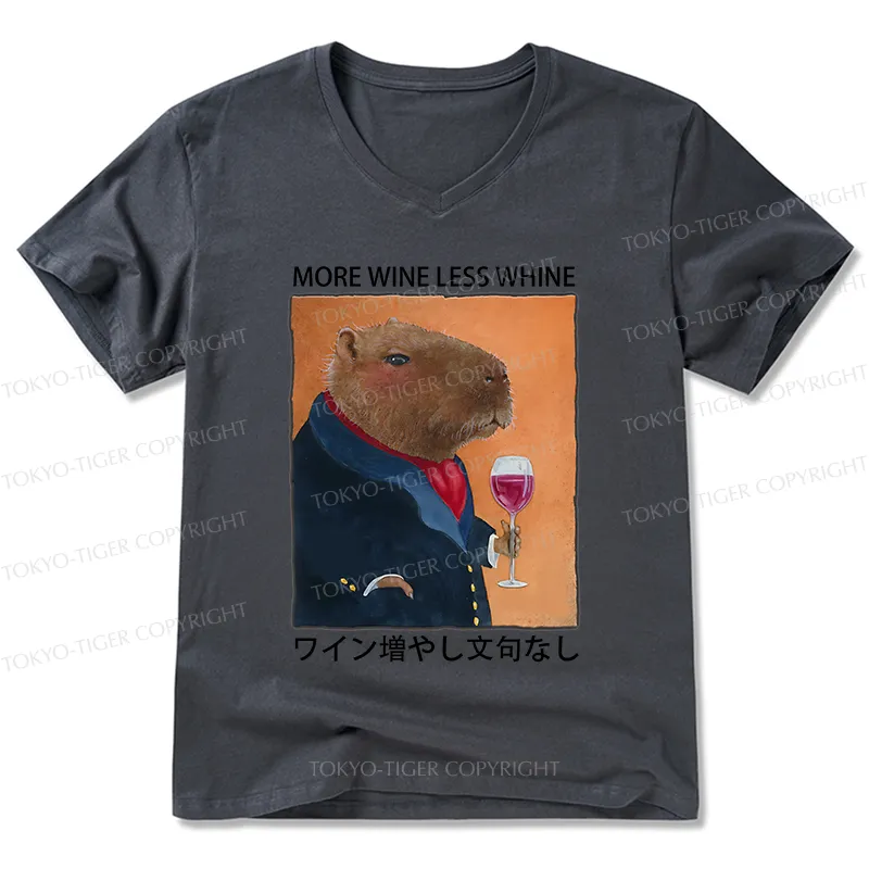 Tokyo-Tiger Capybara More Wine Less Whine V-Neck Classic T-Shirt