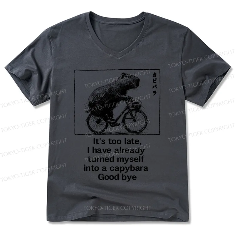 Tokyo-Tiger Funny Capybara Riding A Bicycle V-Neck Classic T-Shirt