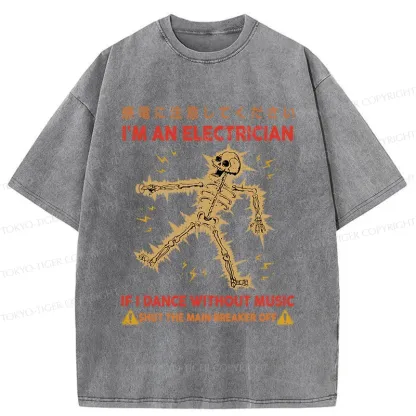 Tokyo-Tiger Dancing Electrician Washed T-Shirt