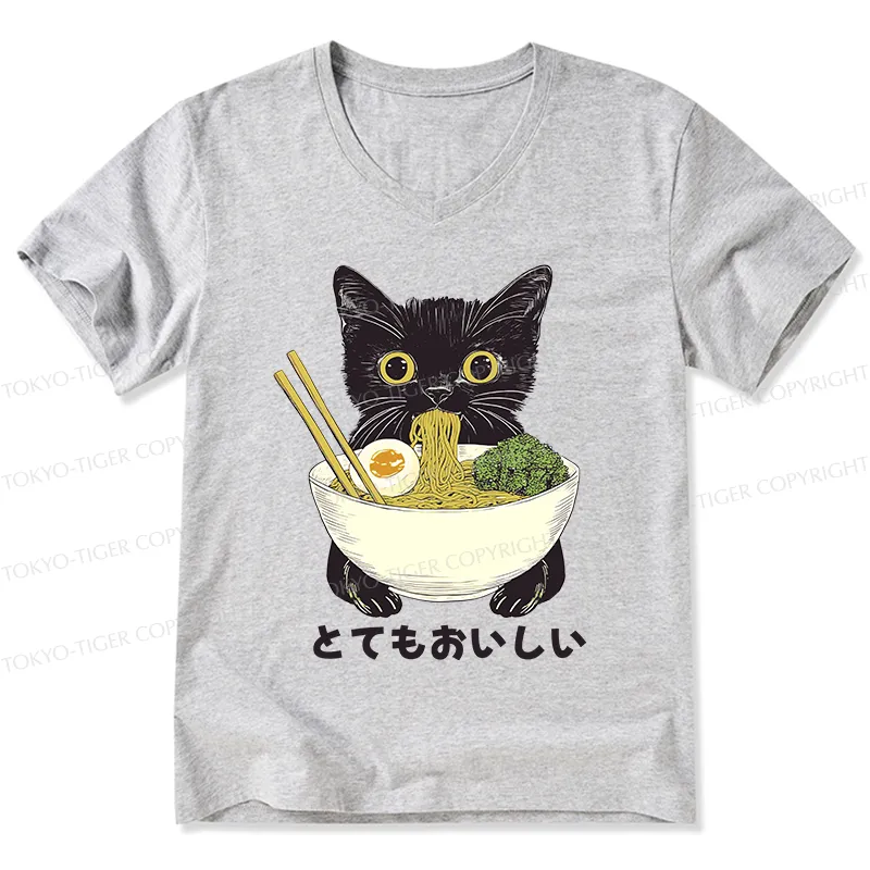 Tokyo-Tiger Ramen Lover Cute Cat V-Neck Classic T-Shirt