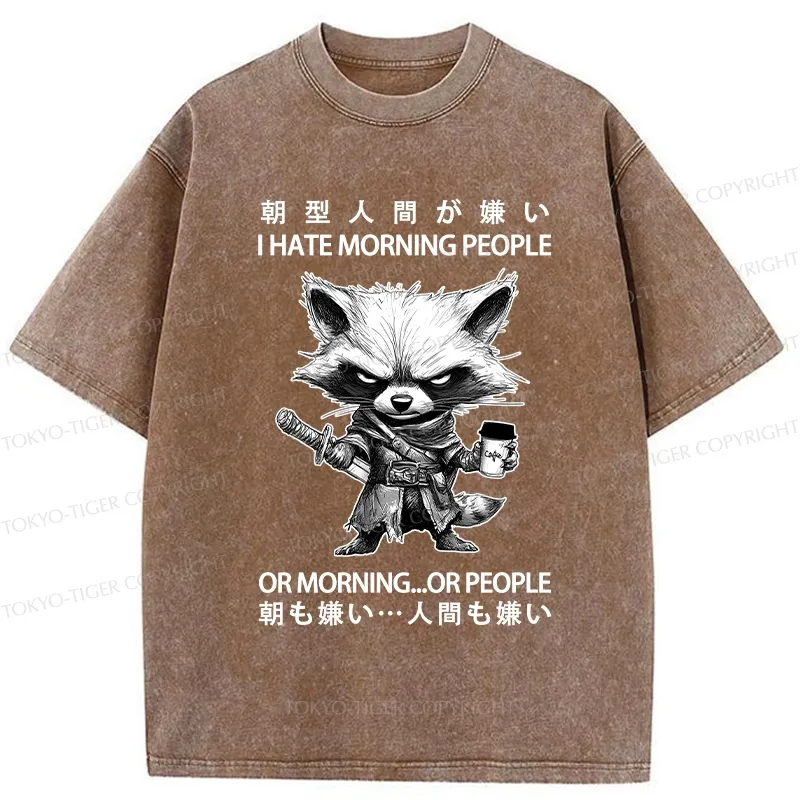 Tokyo-Tiger Angry Raccoon Samurai Washed T-Shirt