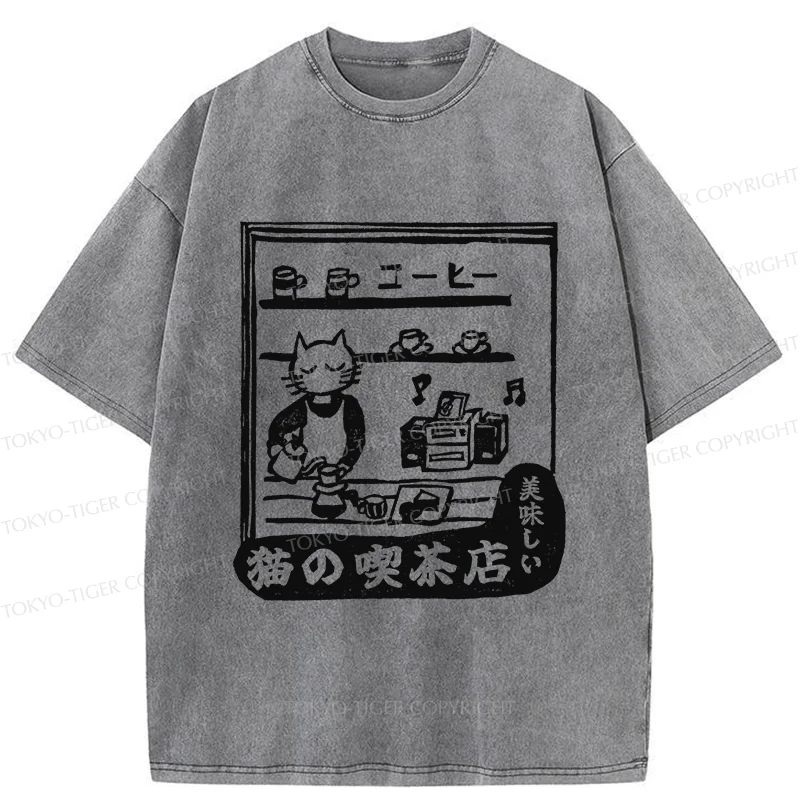 Tokyo-Tiger Cat's Teahouse Washed T-Shirt
